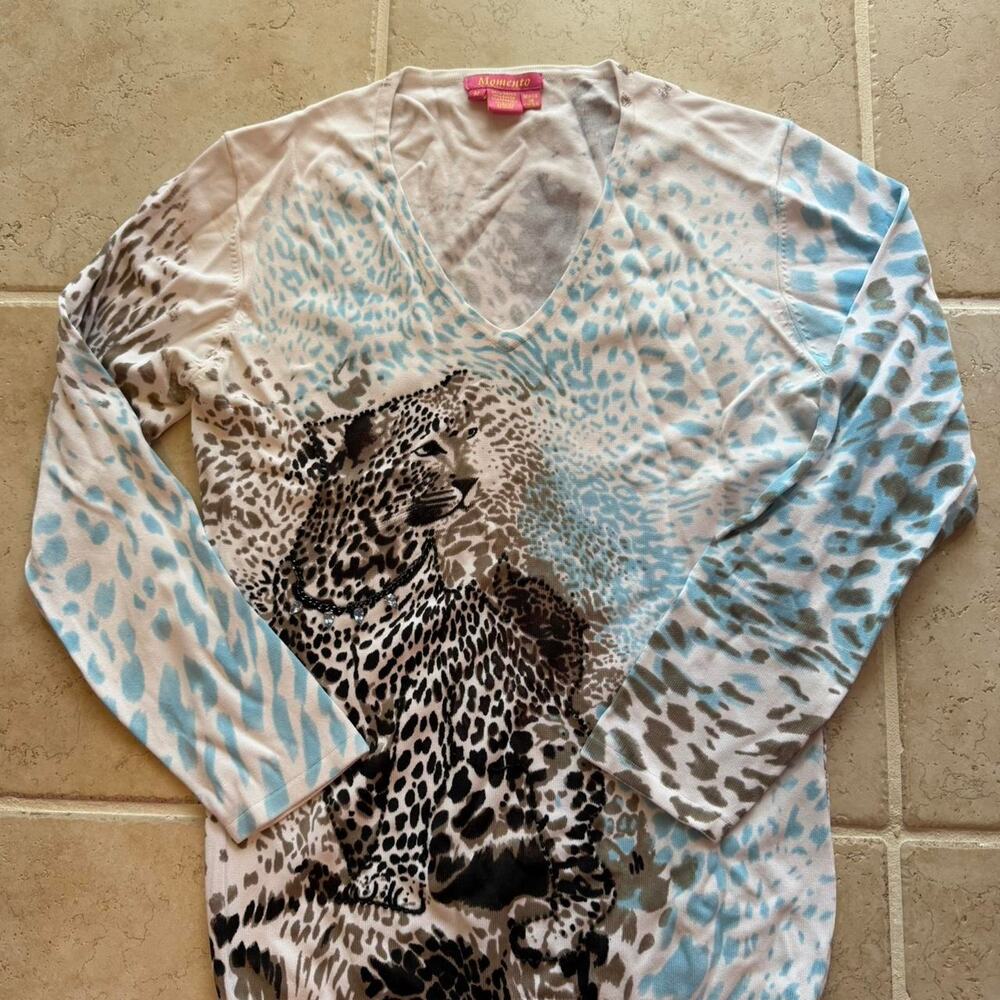Vintage momento beaded cheetah top
